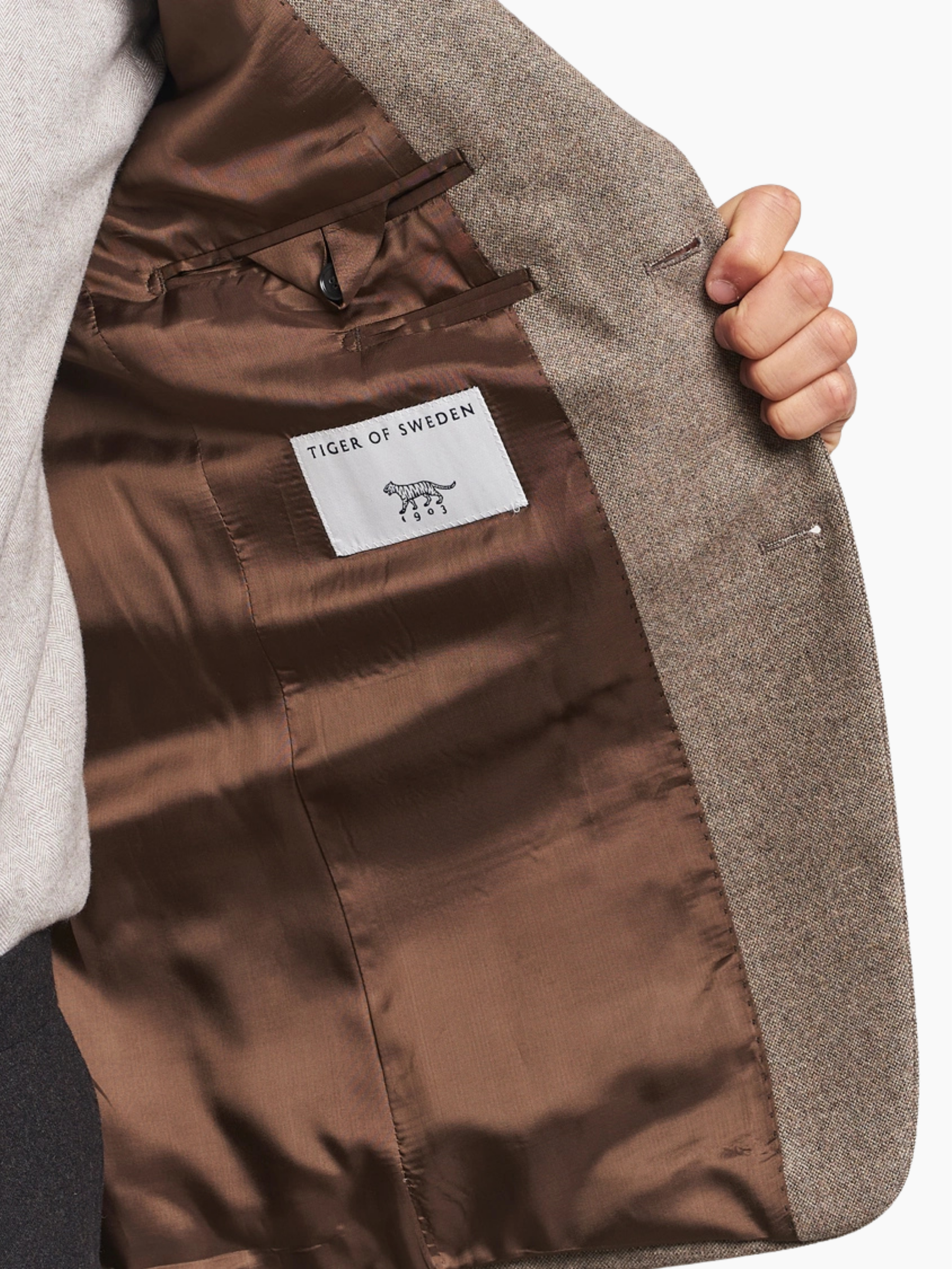 JUSTIN P Wool Blazer Jacket - BURLYWOOD