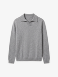 Cashmere Blend Polo Sweater - Grey