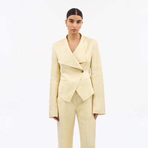 Veste de smoking en lin Audris - Jaune écossais au beurre