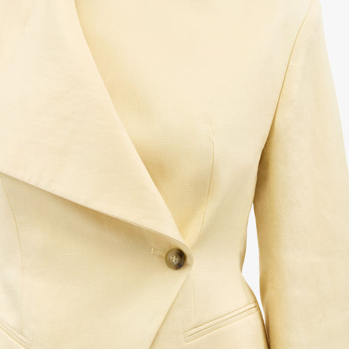 Audris Tuxedo Linen Jacket - Buttermilk Scotch Yellow