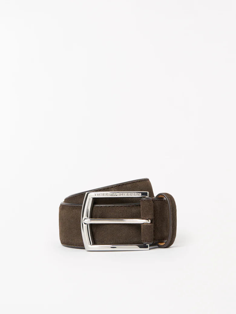 Bergstroms Leather Suede Belt - Dark Brown