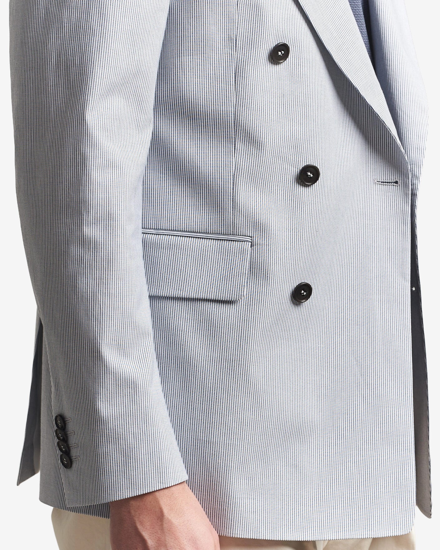Blazer croisé en coton léger - Bleu orage