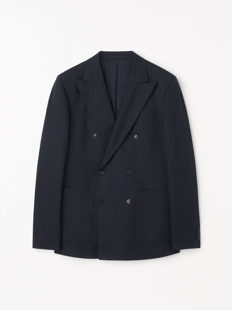 Joachim Double-Breasted Linen Jacket - Midnight Blue