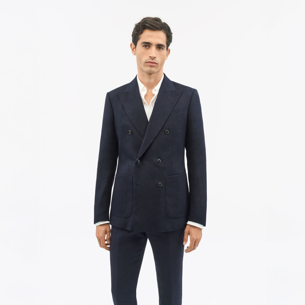Joachim Double-Breasted Linen Jacket - Midnight Blue