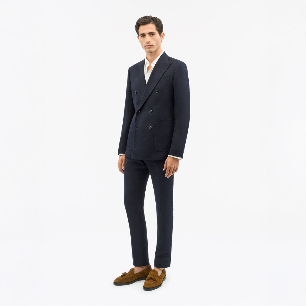 Joachim Double-Breasted Linen Jacket - Midnight Blue