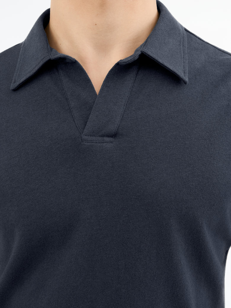 Ray Open-Neck Polo Shirt - Light Ink