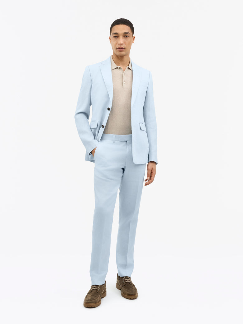 Tense Tapered Linen Trousers - Heather Blue