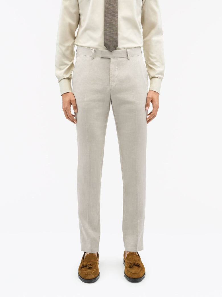 Pantalon en lin slim-fit Tenuta - Crème sable