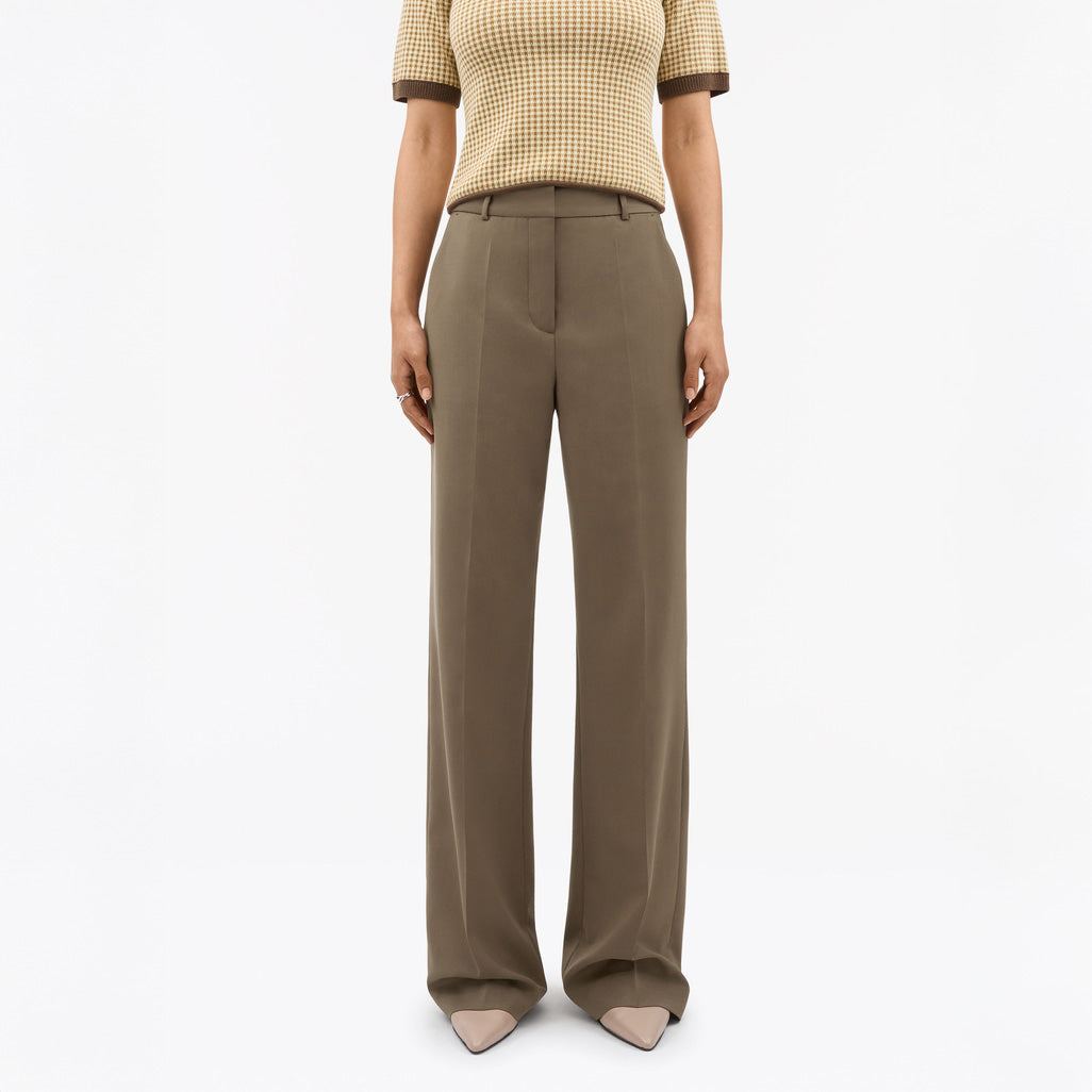 Umass Wide Mid Waist Trousers - Sawgrass Brown