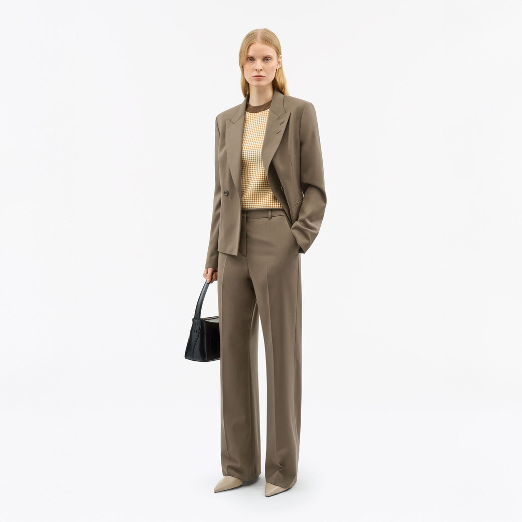 Umass Wide Mid Waist Trousers - Sawgrass Brown