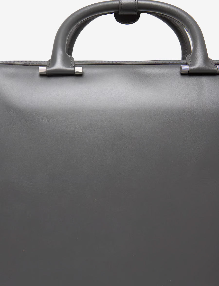 Valise Leather Bag- Jet Grey