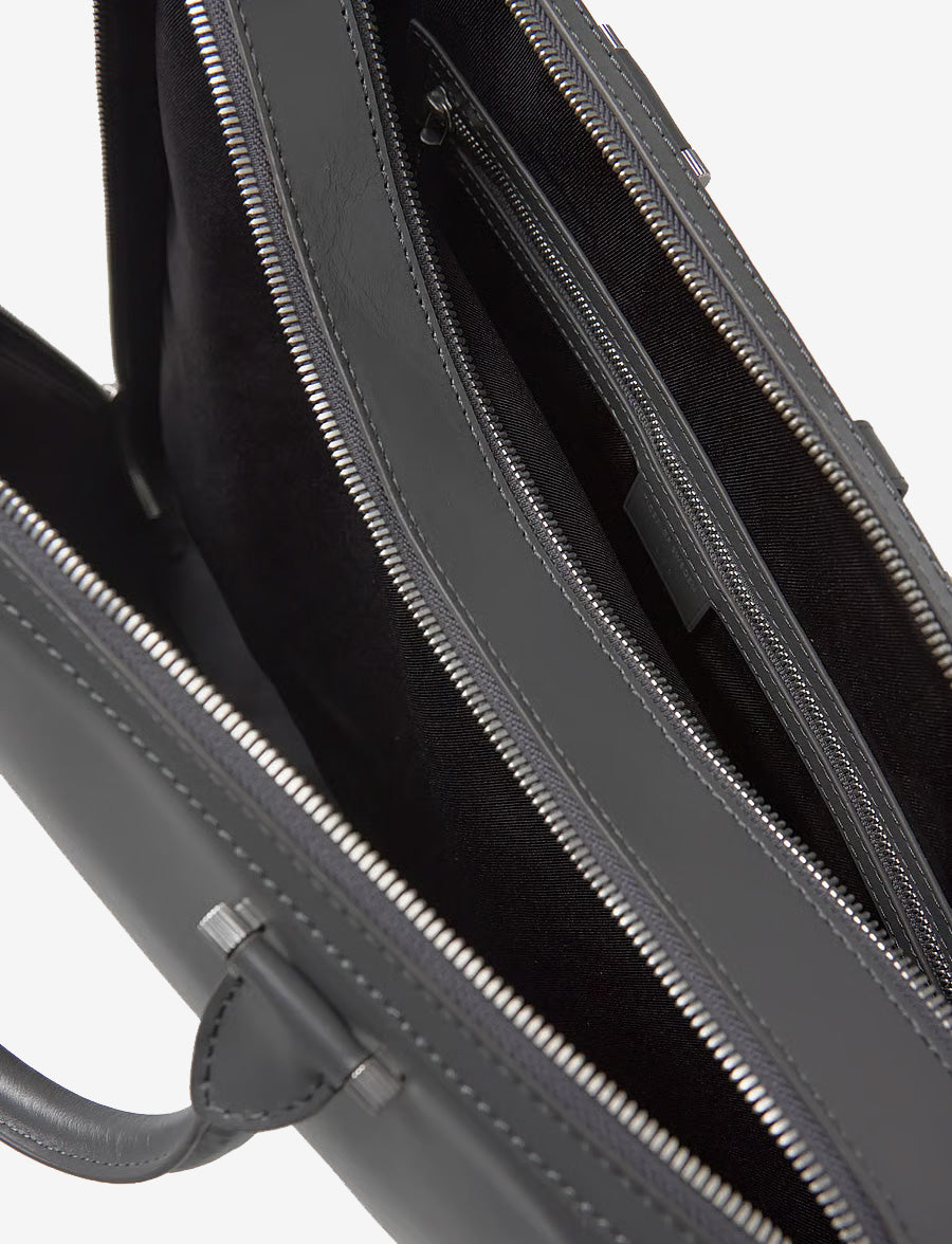 Valise Leather Bag- Jet Grey
