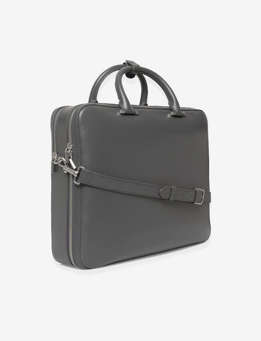 Valise Leather Bag- Jet Grey