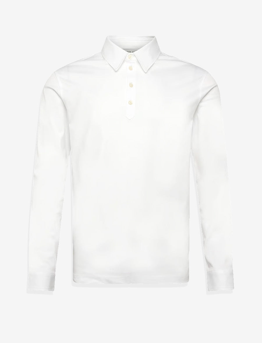 Tanner Long Sleeve Polo - Pure White